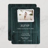Carte RSVP de mariage en bois turquoise (Devant / Derrière)