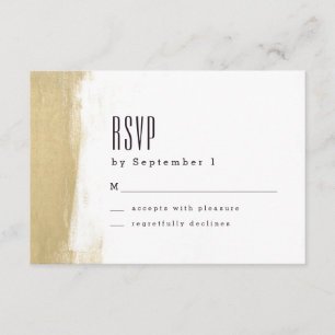 Carte RSVP de mariage en brosse dorée