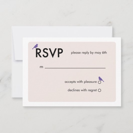 Carte RSVP de mariage en cage à oiseaux moderne -  (Devant)