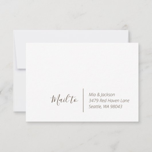 Carte RSVP de mariage en coton vert (Dos)