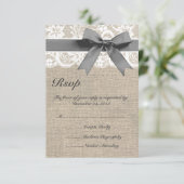 Carte RSVP de mariage en dentelle blanche et burla (Debout devant)