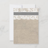 Carte RSVP de mariage en dentelle blanche et burla (Dos)