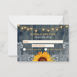Carte RSVP de mariage en dentelle de tournesol rus