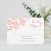 Carte RSVP de mariage en fleurs de cerises Sakura (Debout devant)