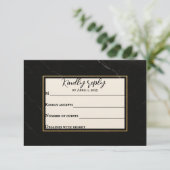 Carte RSVP de mariage en marbre Onyx (Debout devant)