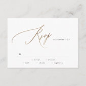 Carte RSVP de mariage en or moderne simple (Devant)
