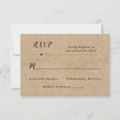 Carte RSVP de mariage en papier rustique (Devant)