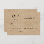 Carte RSVP de mariage en papier rustique (Devant / Derrière)