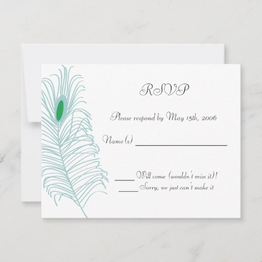 Carte RSVP de mariage en plume (Devant)