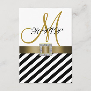 Carte RSVP de mariage en ruban noir or