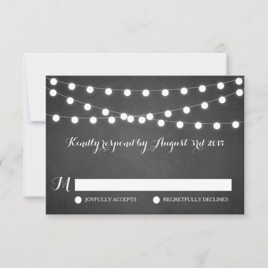 Carte RSVP de Mariage en tableau noir blanc Fairy  (Devant)