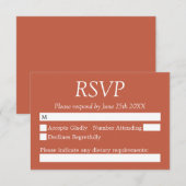 Carte RSVP de mariage en terre cuite élégante (Devant / Derrière)