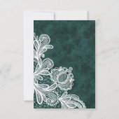 Carte RSVP de mariage en velours vert de dentelle  (Dos)