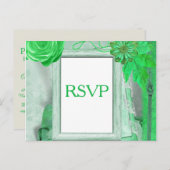 Carte RSVP de mariage en vert (Devant / Derrière)