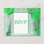 Carte RSVP de mariage en vert (Devant)