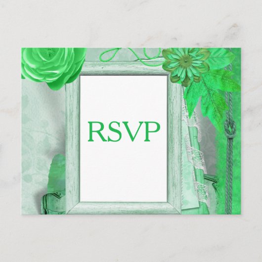 Carte RSVP de mariage en vert (Devant)
