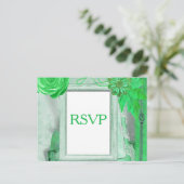 Carte RSVP de mariage en vert (Debout devant)