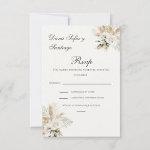 Carte RSVP de mariage espagnol Boho