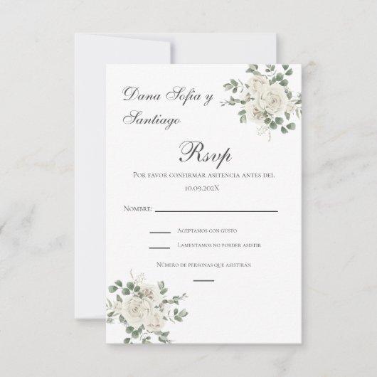 Carte RSVP de mariage espagnol Boho (Devant)