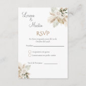 Carte RSVP de mariage espagnol Boho (Devant)