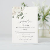 Carte RSVP de mariage espagnol floral blanc (Debout devant)