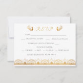 Carte RSVP de mariage ethnique Motif d'or indien (Devant)