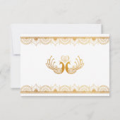 Carte RSVP de mariage ethnique Motif d'or indien (Dos)