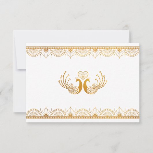 Carte RSVP de mariage ethnique Motif d'or indien (Dos)