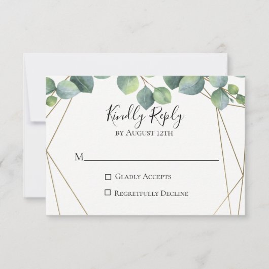 Carte RSVP de mariage Eucalyptus géométrique (Devant)