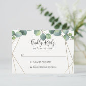 Carte RSVP de mariage Eucalyptus géométrique (Debout devant)