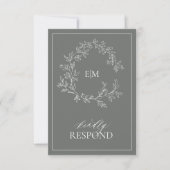 Carte RSVP de mariage Eucalyptus Monogramme vert (Devant)