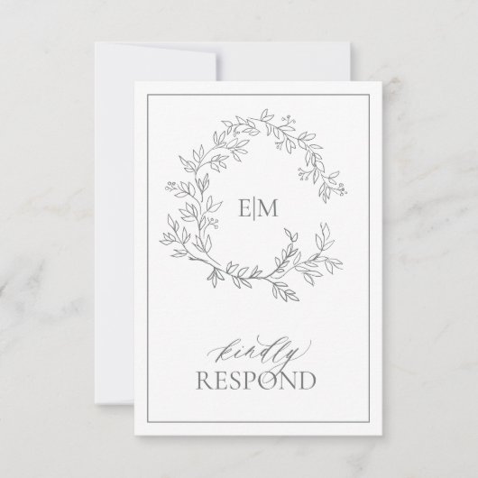 Carte RSVP de mariage Eucalyptus Monogramme vert (Devant)