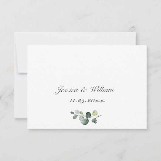Carte RSVP de mariage Eucalyptus simple et élégant (Dos)