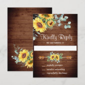Carte RSVP de mariage Eucalyptus Sunflowers Aquare (Devant / Derrière)
