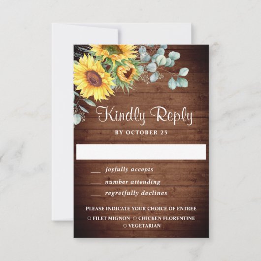 Carte RSVP de mariage Eucalyptus Sunflowers Aquare (Devant)