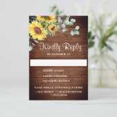 Carte RSVP de mariage Eucalyptus Sunflowers Aquare (Debout devant)