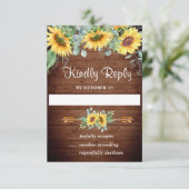 Carte RSVP de mariage Eucalyptus Sunflowers Aquare (Debout devant)