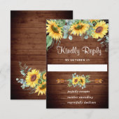Carte RSVP de mariage Eucalyptus Sunflowers Aquare (Devant / Derrière)