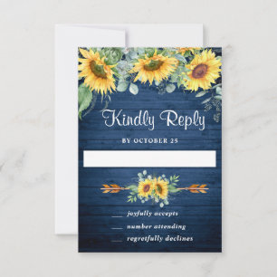Carte RSVP de mariage Eucalyptus Sunflowers Aquare