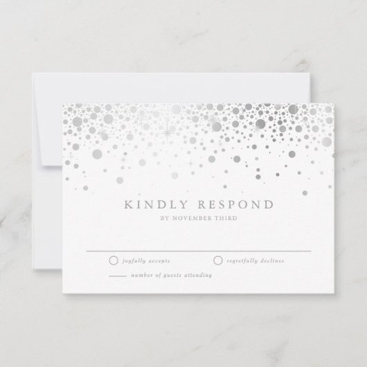 Carte RSVP de mariage Faux Silver Foil Confetti Do (Devant)