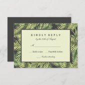 Carte RSVP de mariage Feuille de palme tropicale (Devant / Derrière)