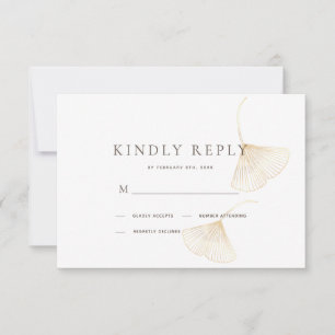 Carte RSVP de mariage Feuille Gold Ginkgo en chute