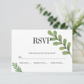 Carte RSVP de mariage Feuille Watercolor Greenery (Debout devant)