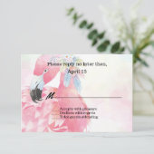 Carte RSVP de mariage Flamant rose rose (Debout devant)