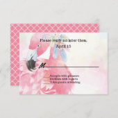 Carte RSVP de mariage Flamant rose rose (Devant / Derrière)