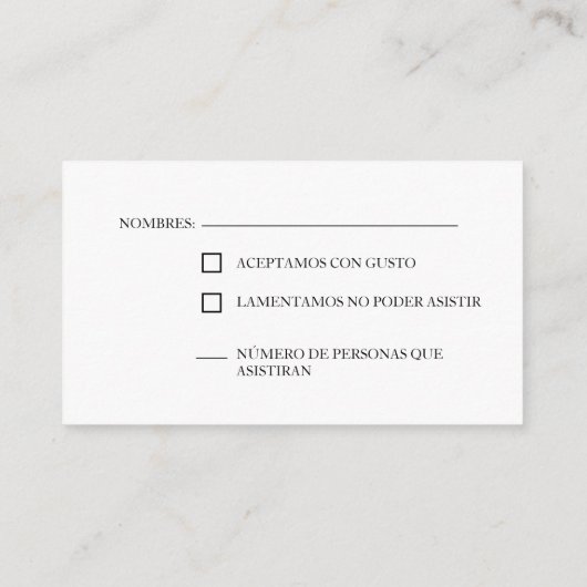 Carte RSVP de mariage Fleur blanche et verdure (Dos)