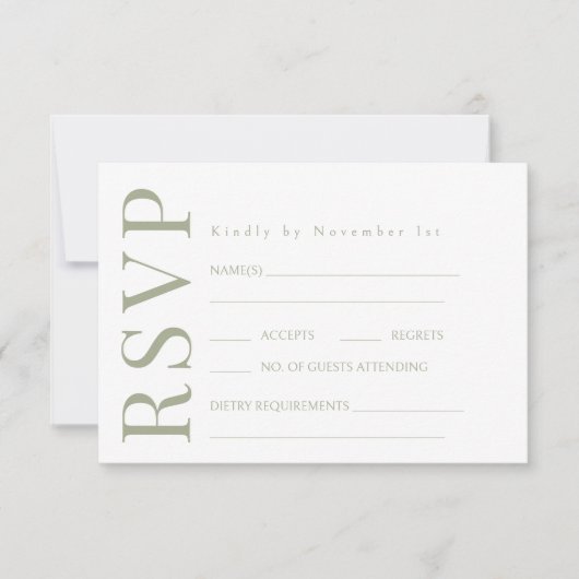Carte RSVP de mariage Fleur Fleur Fleur Rose Vert (Devant)