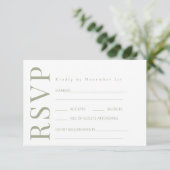 Carte RSVP de mariage Fleur Fleur Fleur Rose Vert (Debout devant)