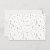 Carte RSVP de mariage Fleur Fleur Fleur Rose Vert (Dos)