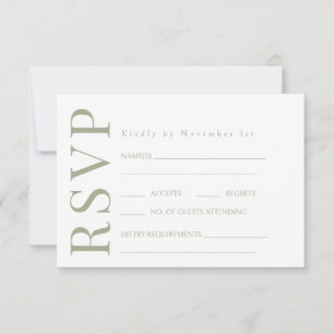 Carte RSVP de mariage Fleur Fleur Fleur Rose Vert